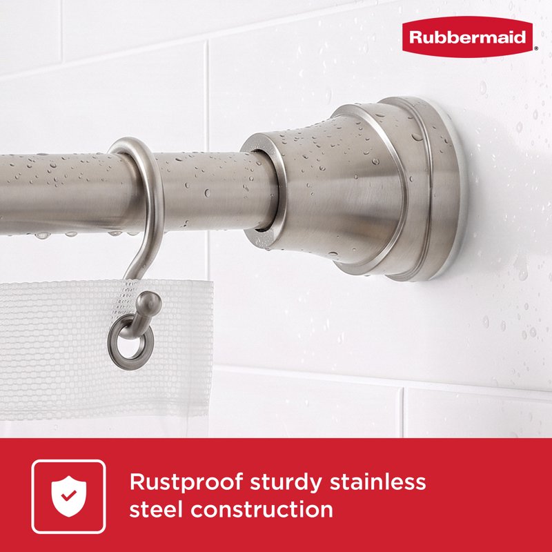 Adjustable Stainless Steel Shower Curtain Rod - Rustproof Wall Mount & Tension Fit, Nickel Finish