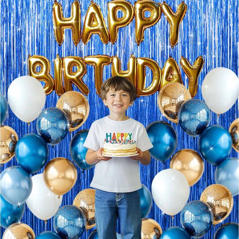 Blue Foil Fringe Curtain 3-Pack for Events - Birthday, Wedding, Party Decoration - Variation of 3