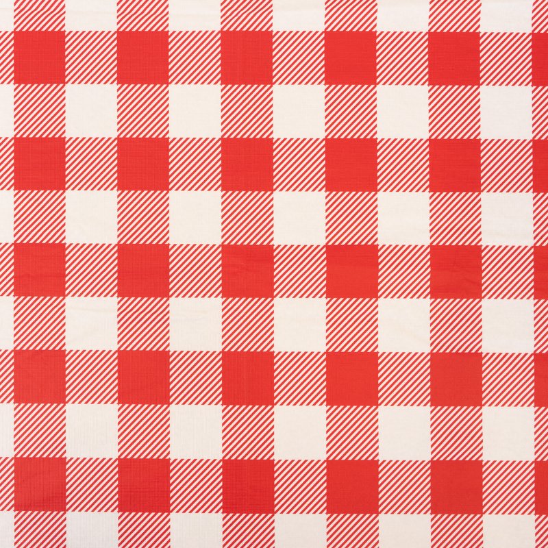 Elastic Fitted Vinyl Table Cover with Flannel Backing - Gingham Red, 72" x 30"