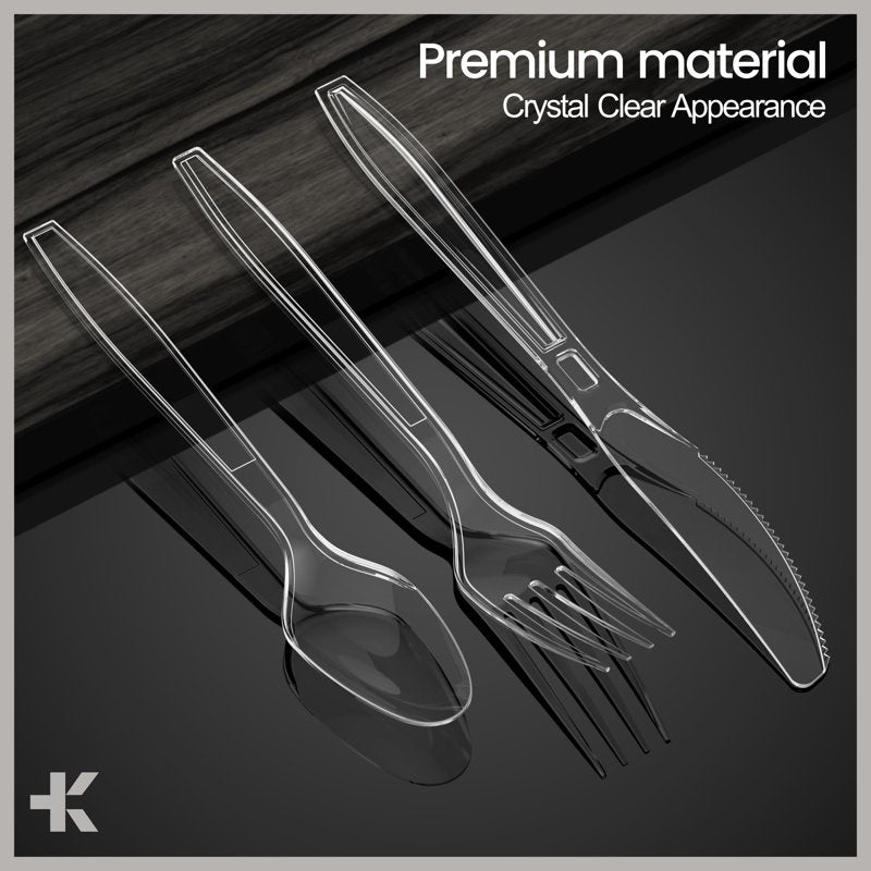 Heavy Duty Disposable Plastic Cutlery Set - 100 Pieces