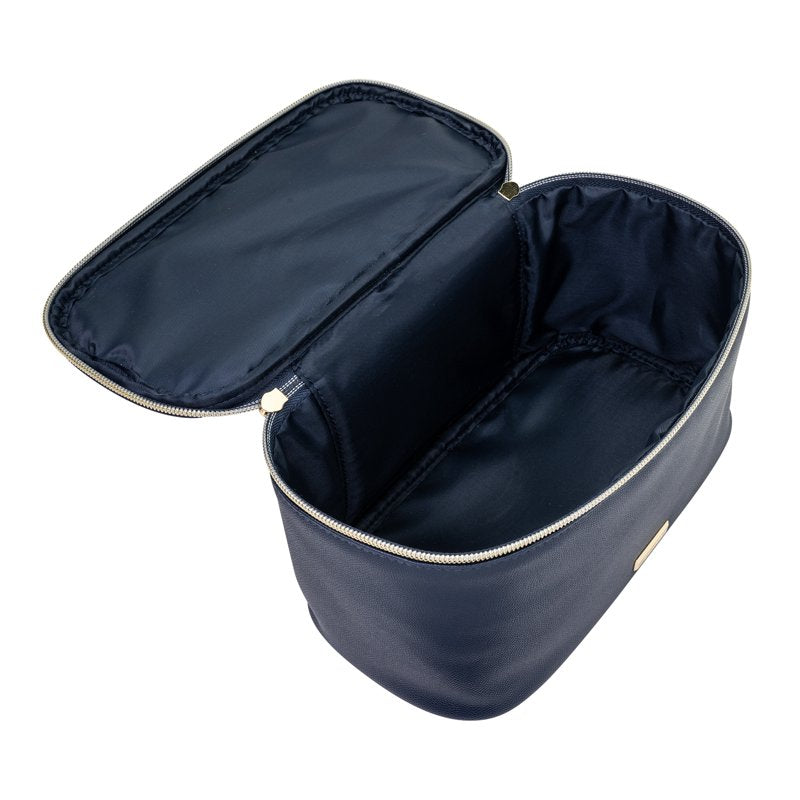 Navy Caviar-Textured Train Case - Travel Beauty Organizer