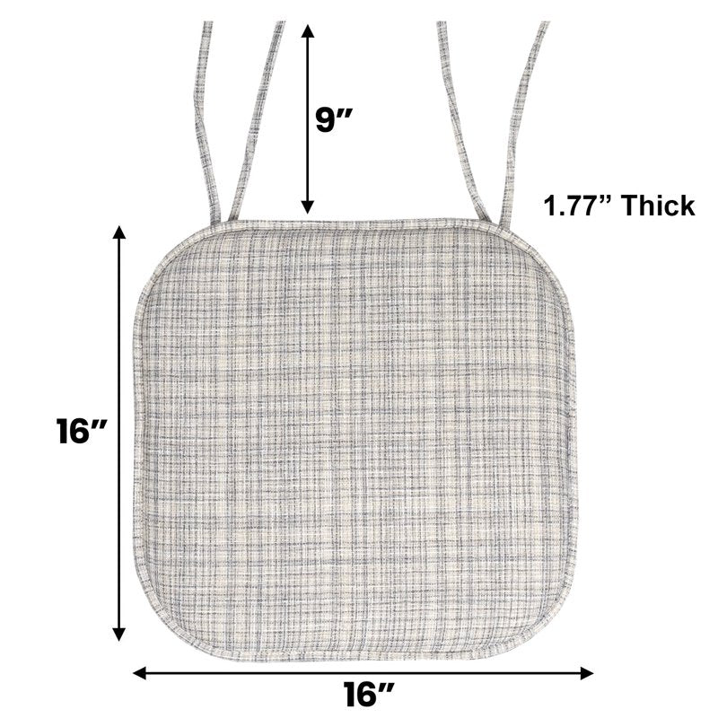Memory Foam Non-Slip Chair Cushion Pad with Ties - 2 Pack, Silver/Cream