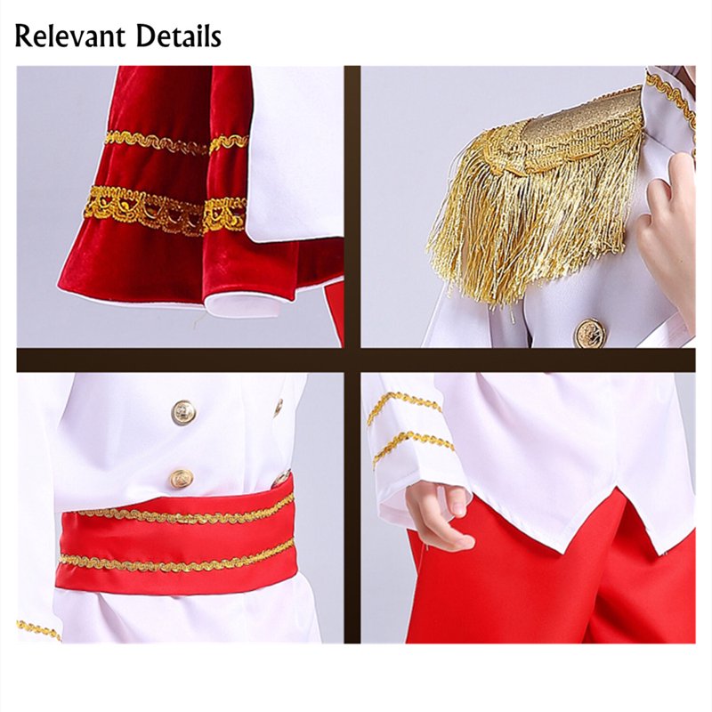 Kids Royal Prince Costume Set for Boys White 3-4 Years Halloween Cosplay