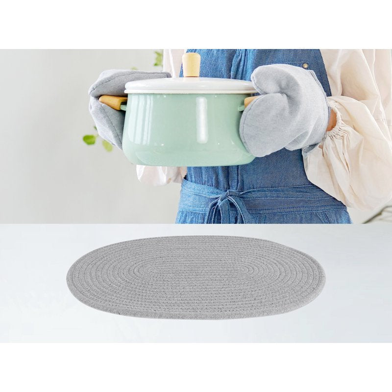 Cotton Rope Placemats Set of 4 for Dining Table - Light Gray