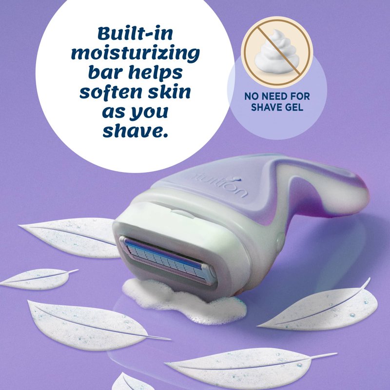 4-Blade Women's Razor with Moisturizing Shave Bar, Handle & 2 Refills
