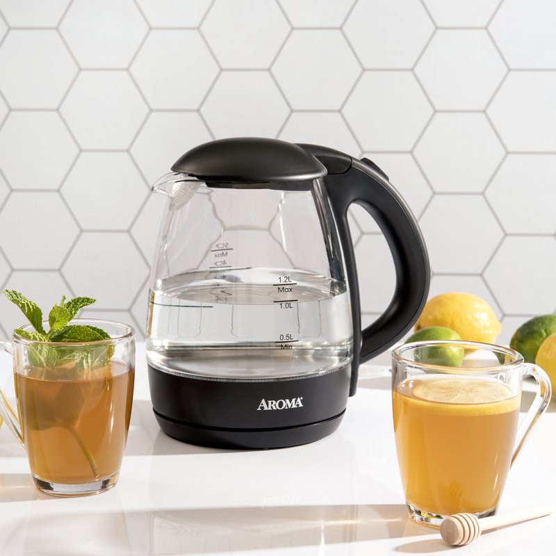 Electric Glass Kettle - 1.2L / 5-Cup Capacity, Black