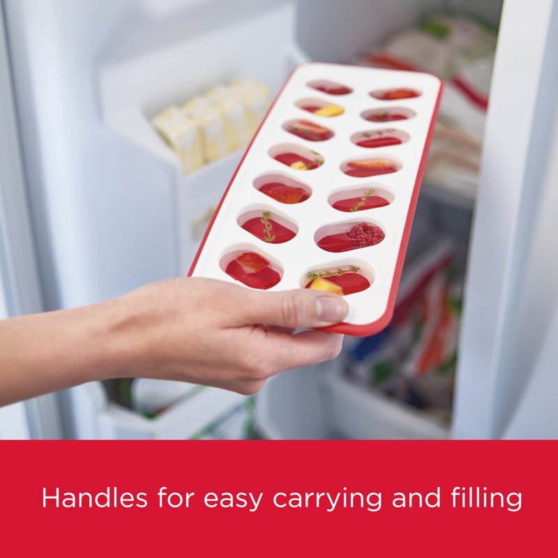 Flexible Silicone Ice Cube Tray - 6 Pack, Red & White