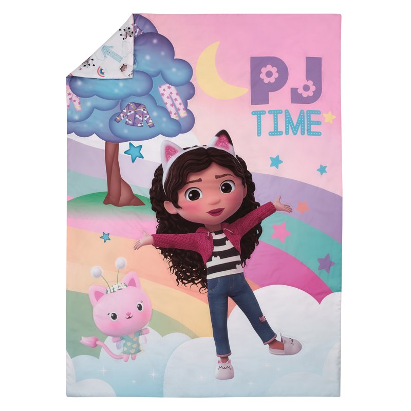 Toddler Bed Set with Comforter Sheets & Pillowcase - DreamWorks Gabby's Dollhouse