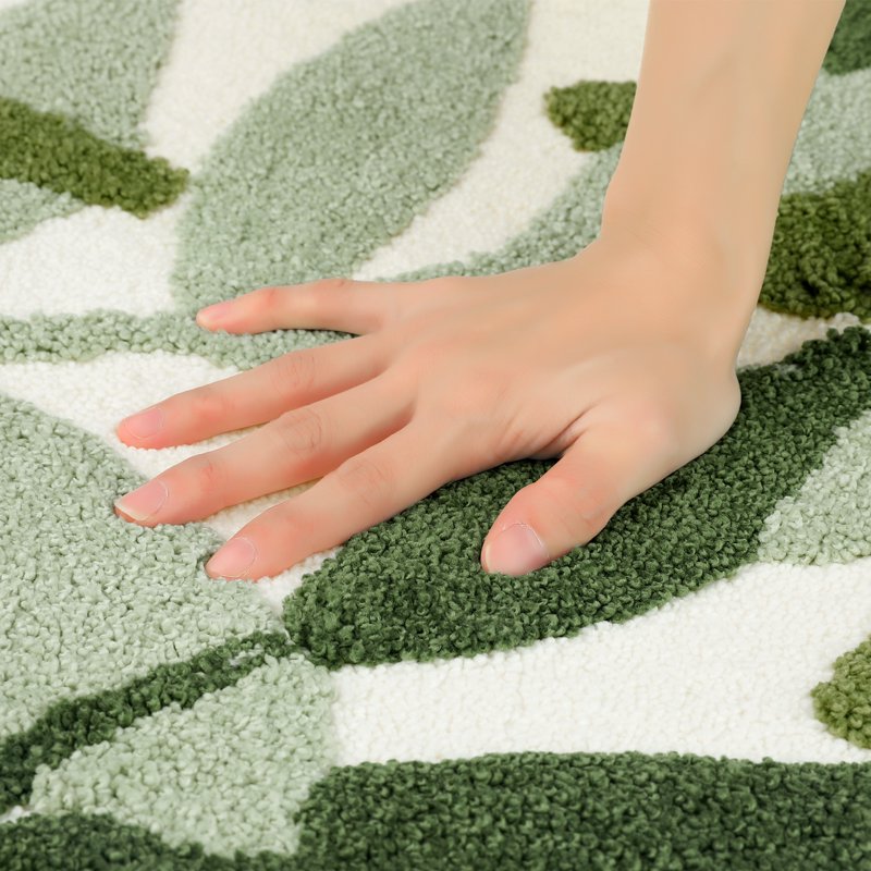 Bathroom Rugs Plush Fluffy Non-Slip 18x26 Inches Leaf-1 Variation