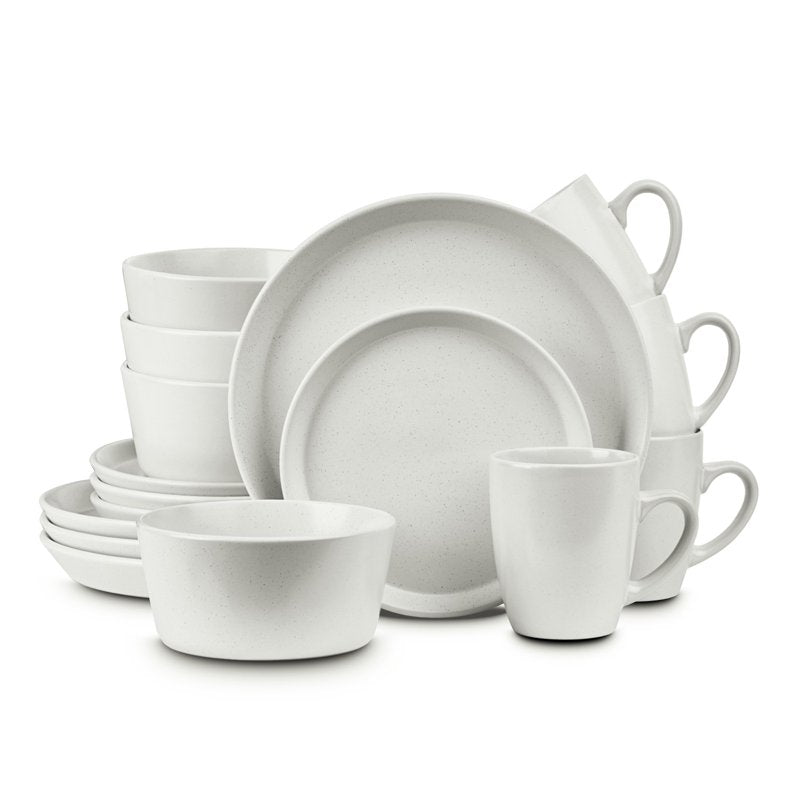16-Piece Stoneware Dinnerware Set - Snow White