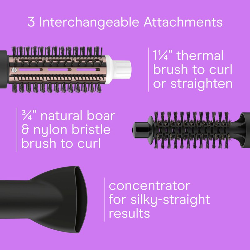 3-in-1 Hot Air Brush with Double Ceramic - 1000W Hair Dryer