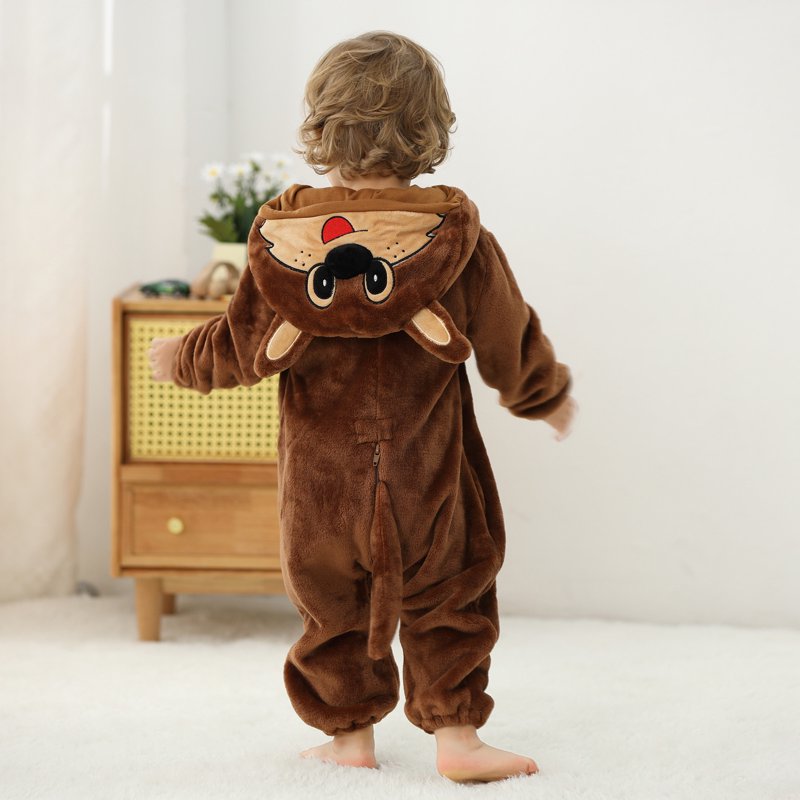 Unisex Flannel Romper for Toddler Boys Girls Brown 6-12 Months Q Variation