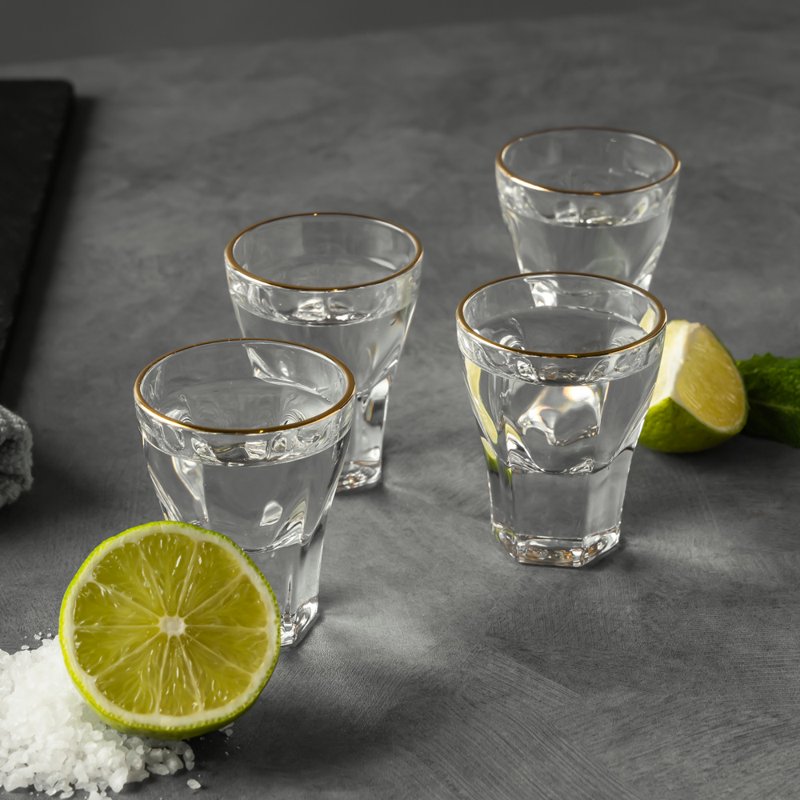Scalloped Shot Glass Set - 4 Pack of Thyme & Table Glasses