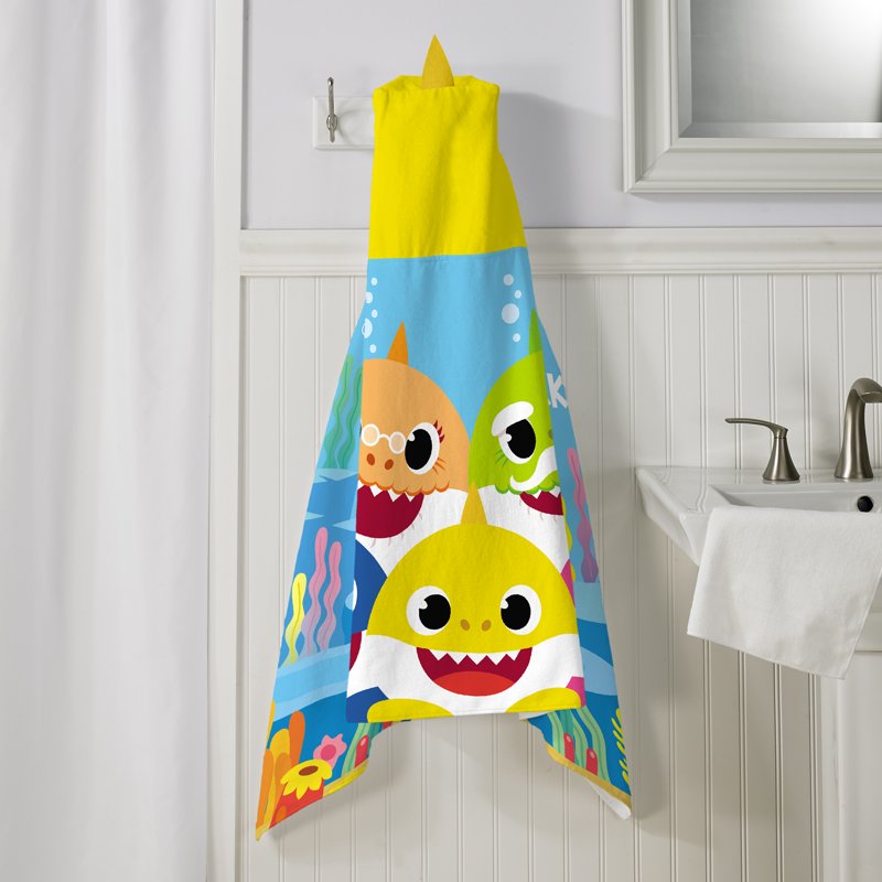 Baby Shark Kids Hooded Cotton Towel - Fun Bath and Beach Wrap