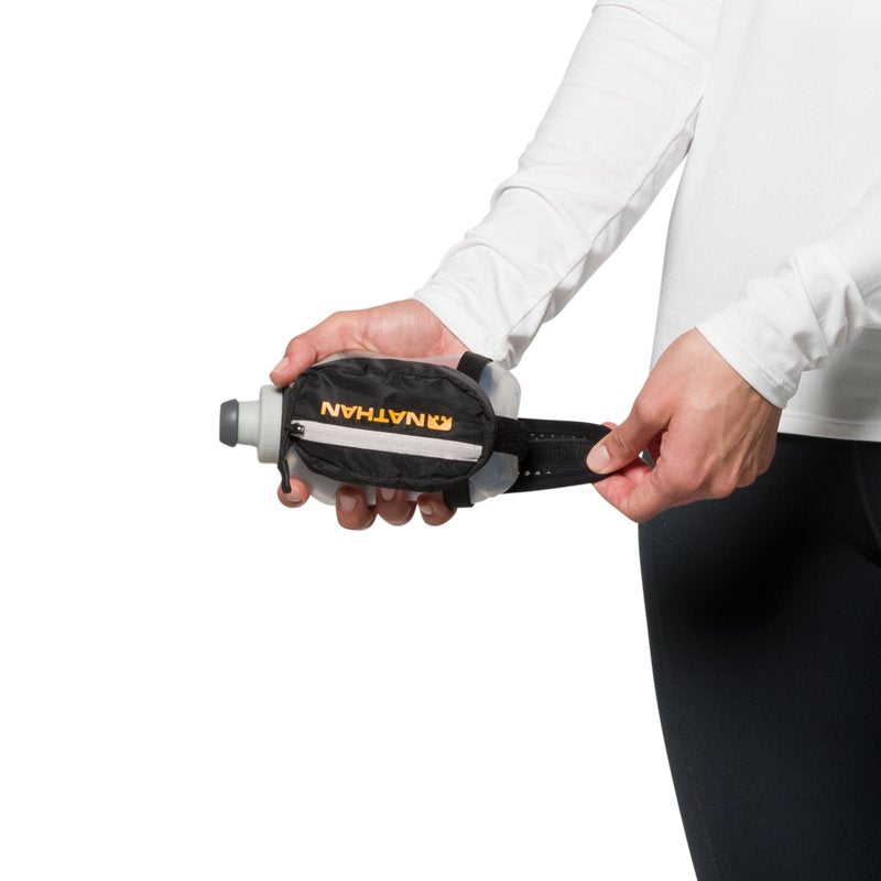 12oz Handheld Running Bottle Holder - 2 Pack, Black/Marigold