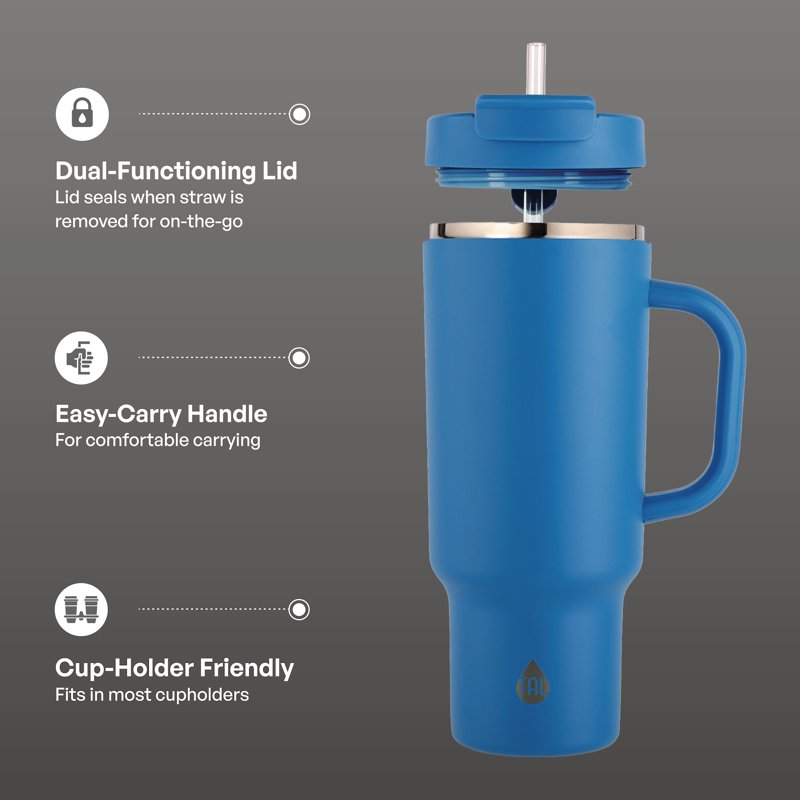 40oz Stainless Steel Hudson Tumbler with Straw - Blue