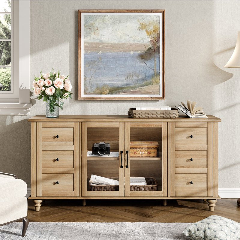 Farmhouse Sideboard - Elegant Oak Buffet Storage
