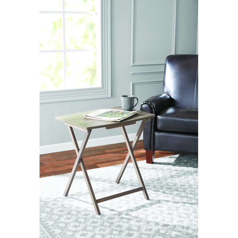 XL Oversized Rubberwood Folding Tray Table - Rustic Gray