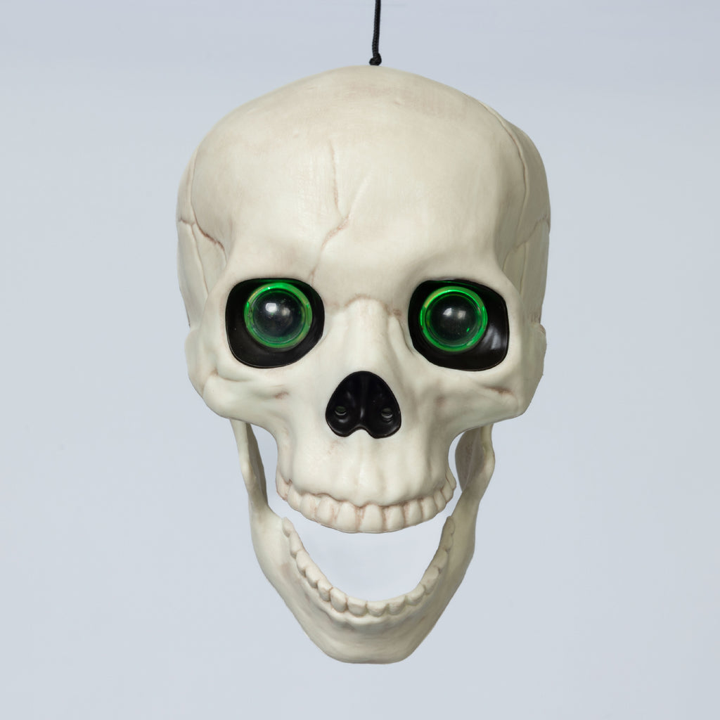 Halloween Skeleton Skull Decor with Sound & Light - 5.8 Inch, Indoor Outdoor