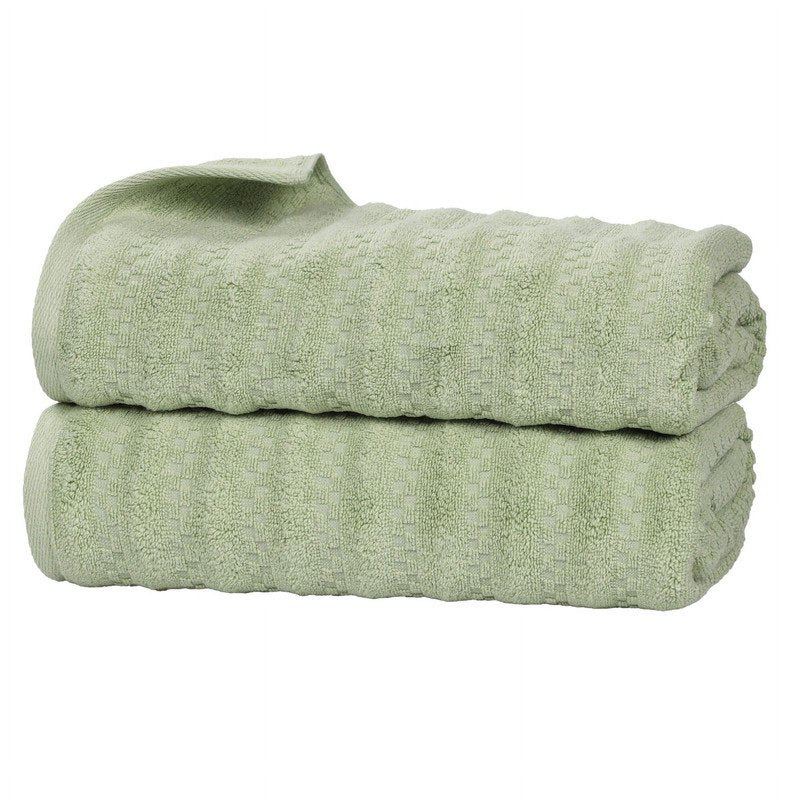 Green Cotton Waffle Textured 2-Piece Bath Sheet Set - Zero Twist Absorbent Towels