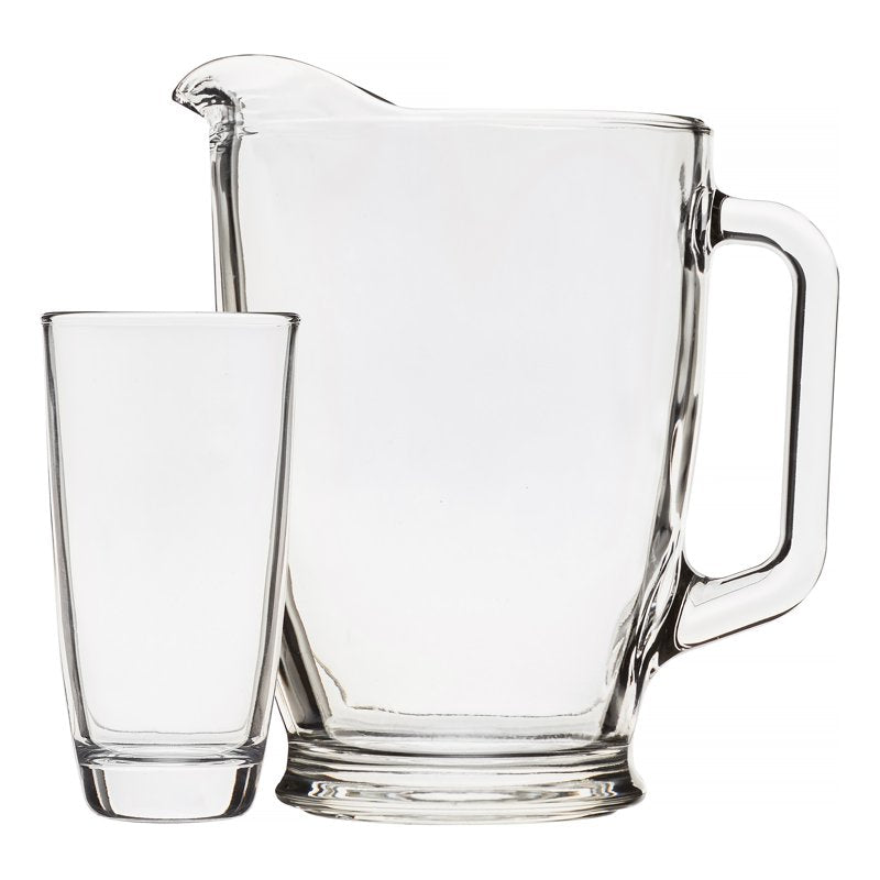 7-Piece Clear Glass Pitcher and Tumbler Set - 6 Cooler Glasses
