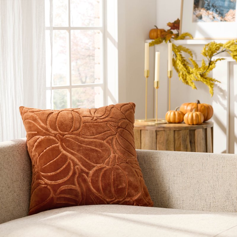 Harvest Pumpkin Decorative Throw Pillow - 18x18 Inch Reversible Polyester Cushion - Fall Home Decor Variation: Pumpkins