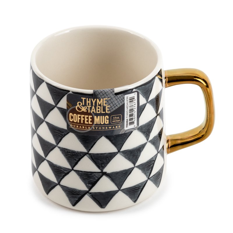 Stoneware Mug for Hot Beverages - Medallion Design