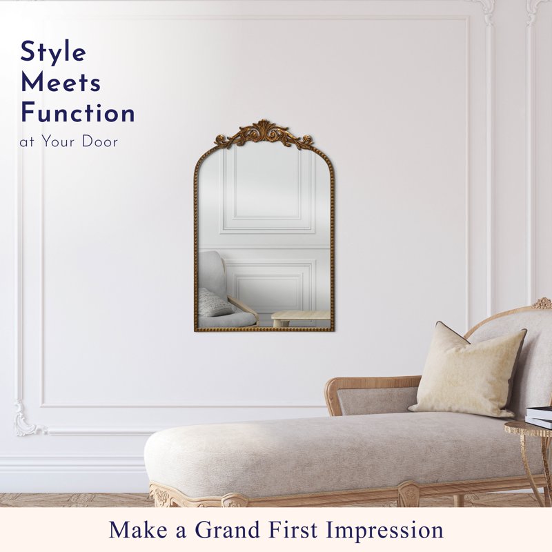 Filigree Gold Arched Wall Mirror 20x30 for Bathroom or Living Room - Variation of Wall Gold