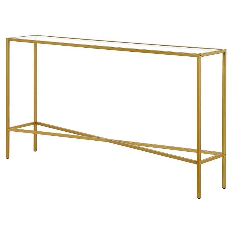 55" Wide Rectangular Console Table with Glass Top - Multiple Colors