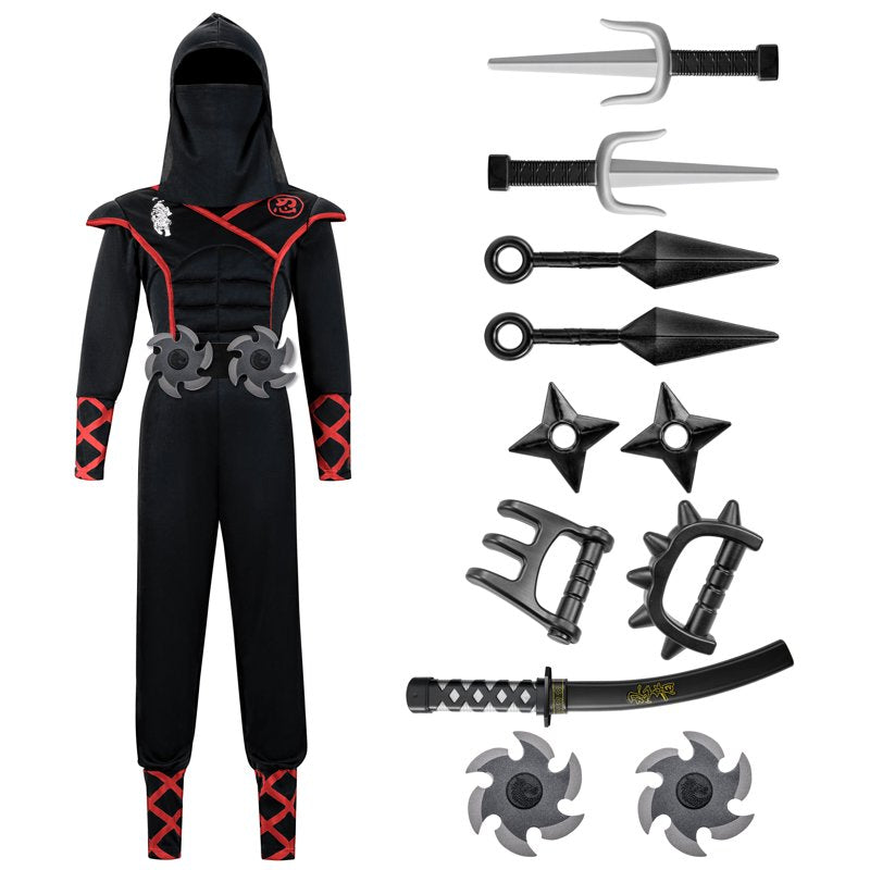 Kids Ninja Costume XS (3-4 Years) Boys Halloween Fancy Dress Set