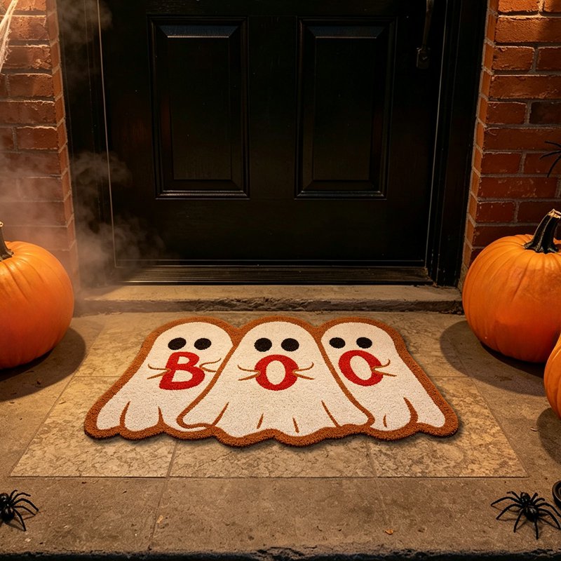 Ghost Pattern Halloween Doormat - Ghost Bath Mat with Grip for Entryway & Bathroom - 36_Ghost Bath Mat_AJ