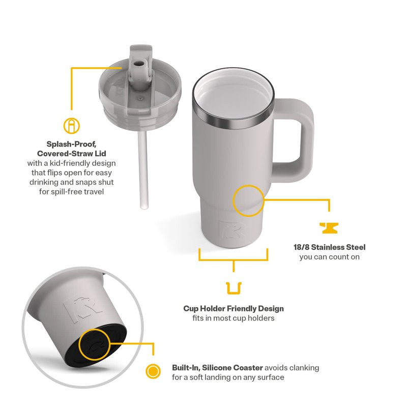16 oz Leak-Proof Ceramic Lined Tumbler with Straw Lid - Cool Grey