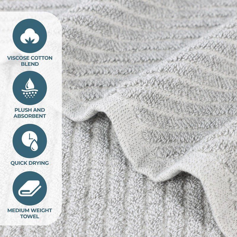 Hand Towel Set - 6 Pack, Platinum, Viscose Cotton Blend Medium Weight - Variation of THIS listing