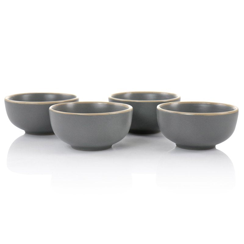 3.5in Mini Fruit Bowl Set - 4 Gray Stoneware Bowls