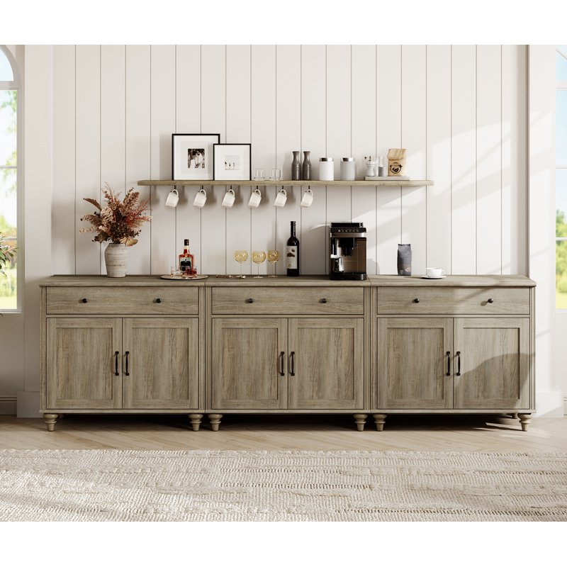 Large Buffet Cabinet with 6 Doors & 3 Drawers - Wash Grey