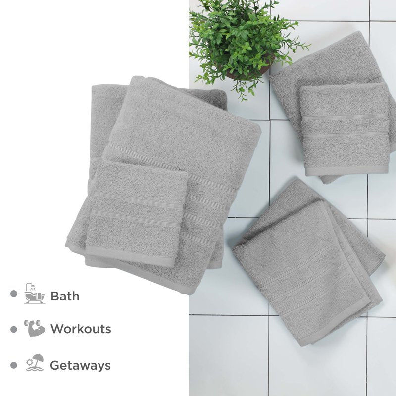 Martex 6-Piece Cotton Towel Set - Soft & Absorbent Bath Towels - Monument Grey