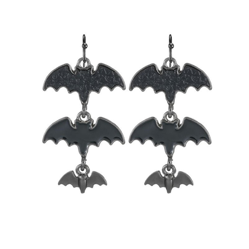 Bat Drop Earrings - Halloween Costume Jewelry, Lightweight Dangle Earring with Fishhook Closure - Variation of Bats