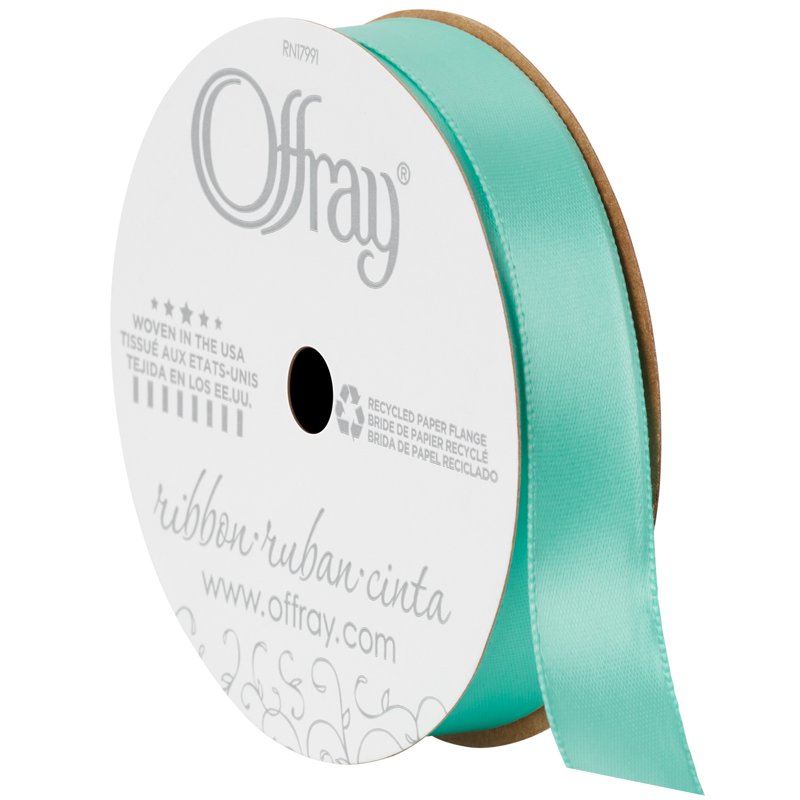 (4 Pack) Offray Aqua Blue Satin Ribbons 5/8 Inch for Crafts & Sewing - 18 Feet Each