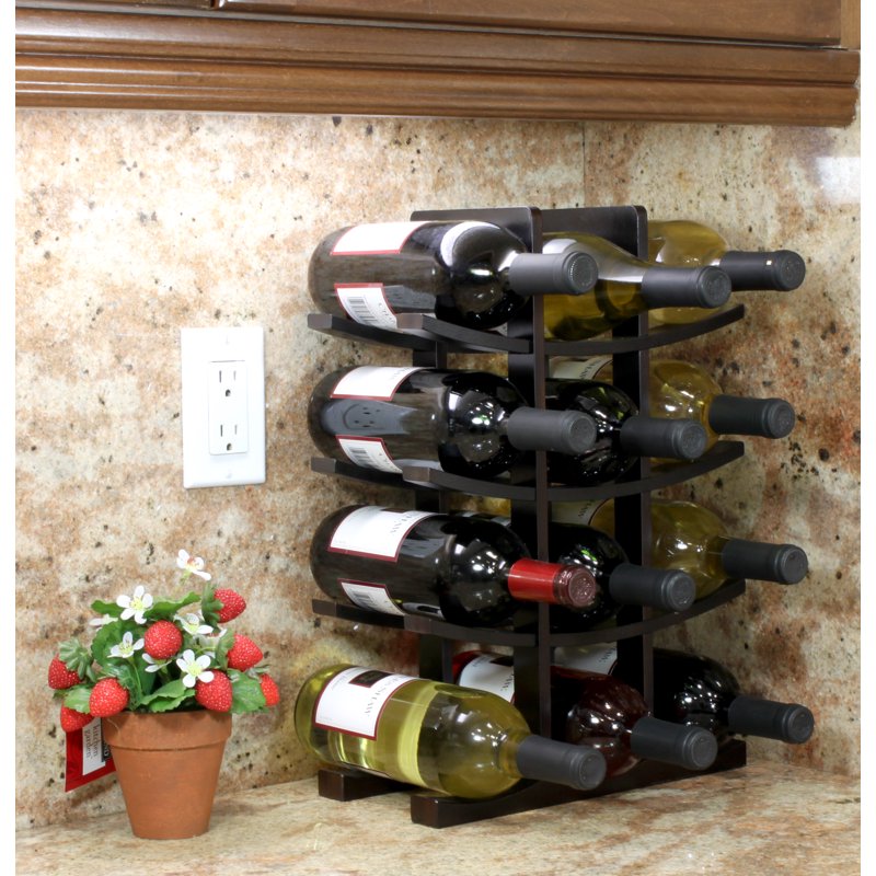 12-Bottle Bamboo Wine Rack - Eco-Friendly & Modern Design