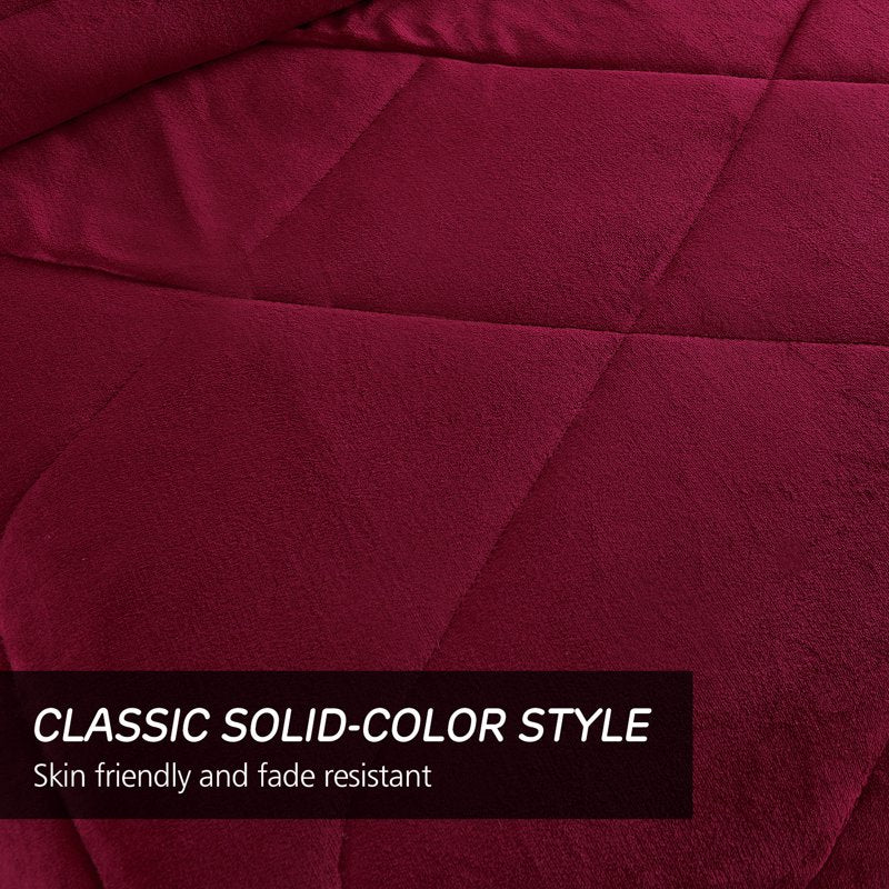 King Burgundy Sherpa Fleece Bed Blanket - Thick Warm Borrego Bedspread