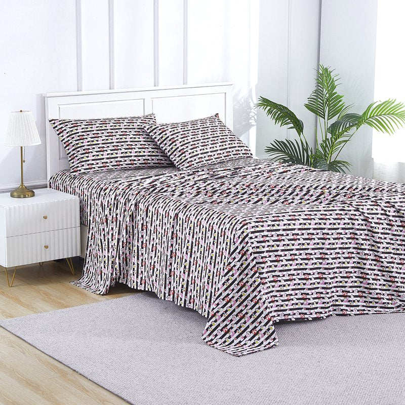King Summerween Microfiber Sheet Set - Nautical Ghosts Black & White, 4 Piece