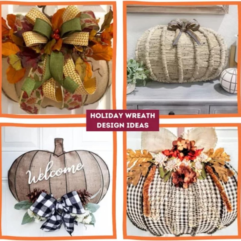 Pumpkin Shaped 3D Metal Wreath Forms for Fall Halloween Autumn Decor - Pack of 2
