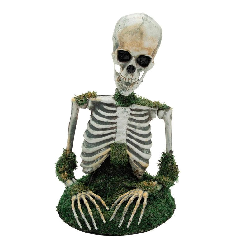 Halloween Skeleton Tabletop Animated Decor - Mossy Skeleton Prop 9.75" x 14.75"