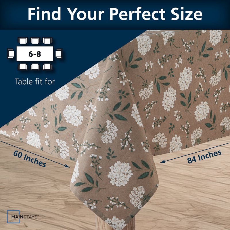 Farmhouse Tablecloth Set - Summer Floral Hydrangea, 60" x 84" (3 Pack)