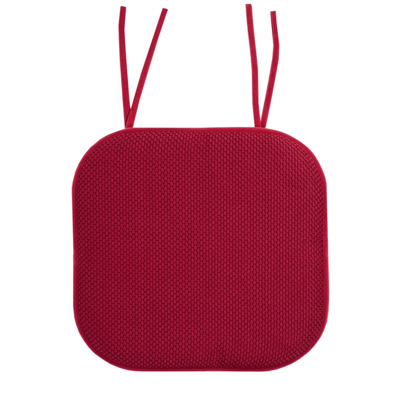 Memory Foam Non-Slip Chair Cushion Pad with Ties - 2-Pack Red