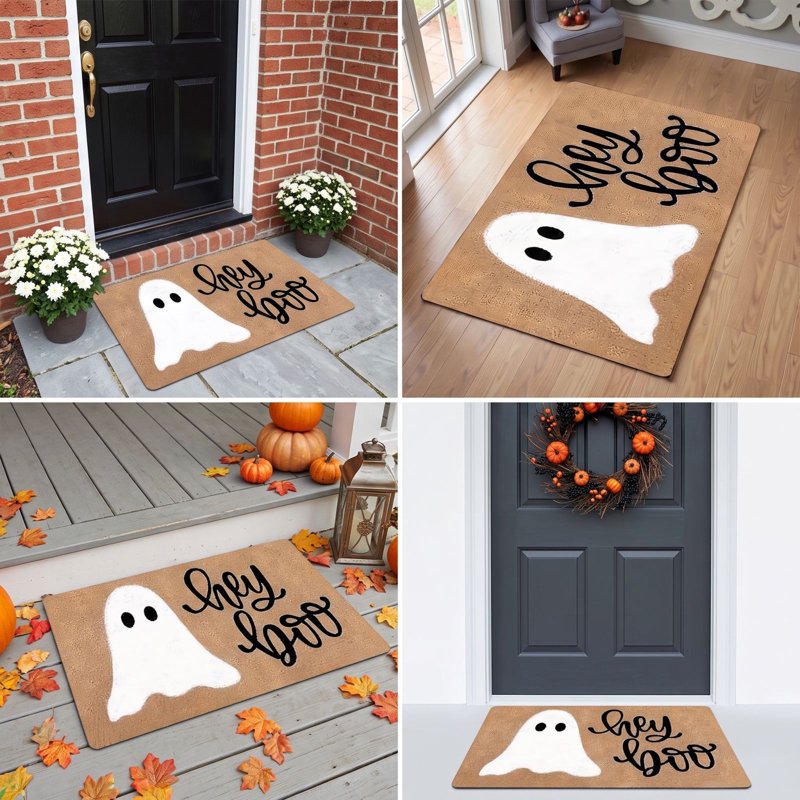 Halloween Ghost Door Mat Skidproof Washable Indoor Outdoor Entryway Rug - 15.75x23.6in - MPOISVA - Living Room Variant