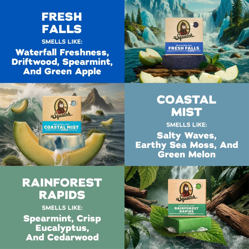 Natural Men's Bar Soap 3-Pack - Cold Process Body Soap for All Skin Types