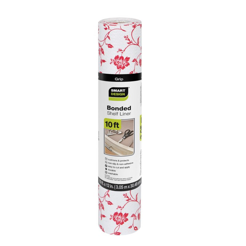 Bonded Grip Shelf Liner - 12 Inch x 10 Feet, Wisteria Red