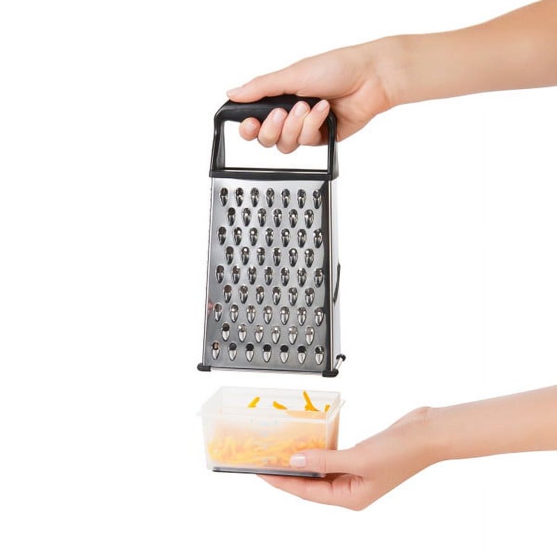 Stainless Steel Box Grater - 12" with Non-Slip Base & Container