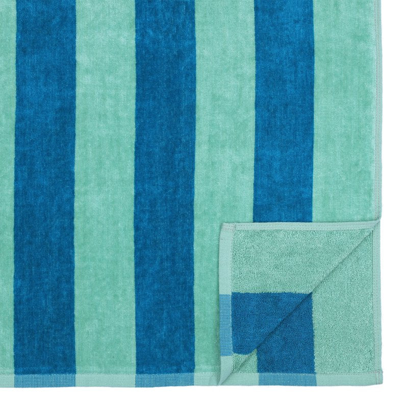Mainstays Cabana Stripe Cotton Blend Beach Towel - Teal & Green, 58 x 28 Inches, Set of 2